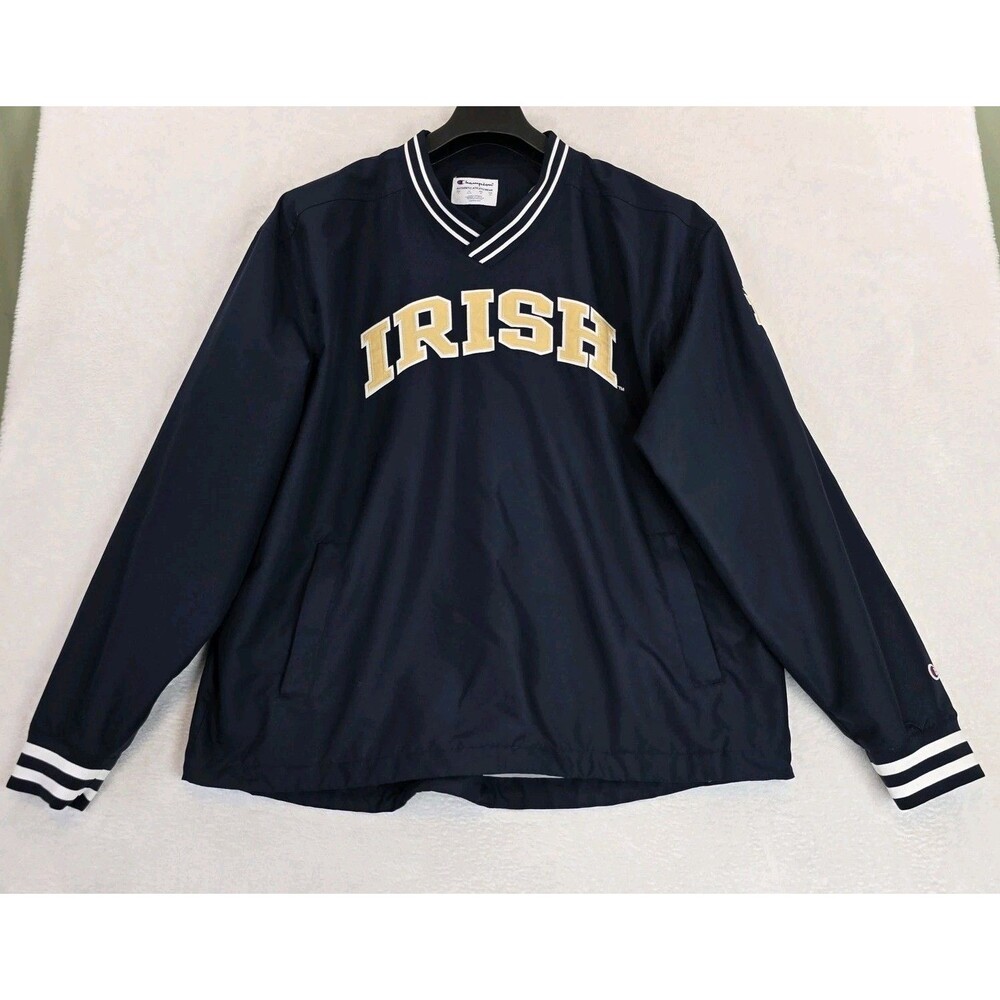 Notre Dame Fighting Irish Jacket Mens XL Blue NCAA Football Pullover Champion